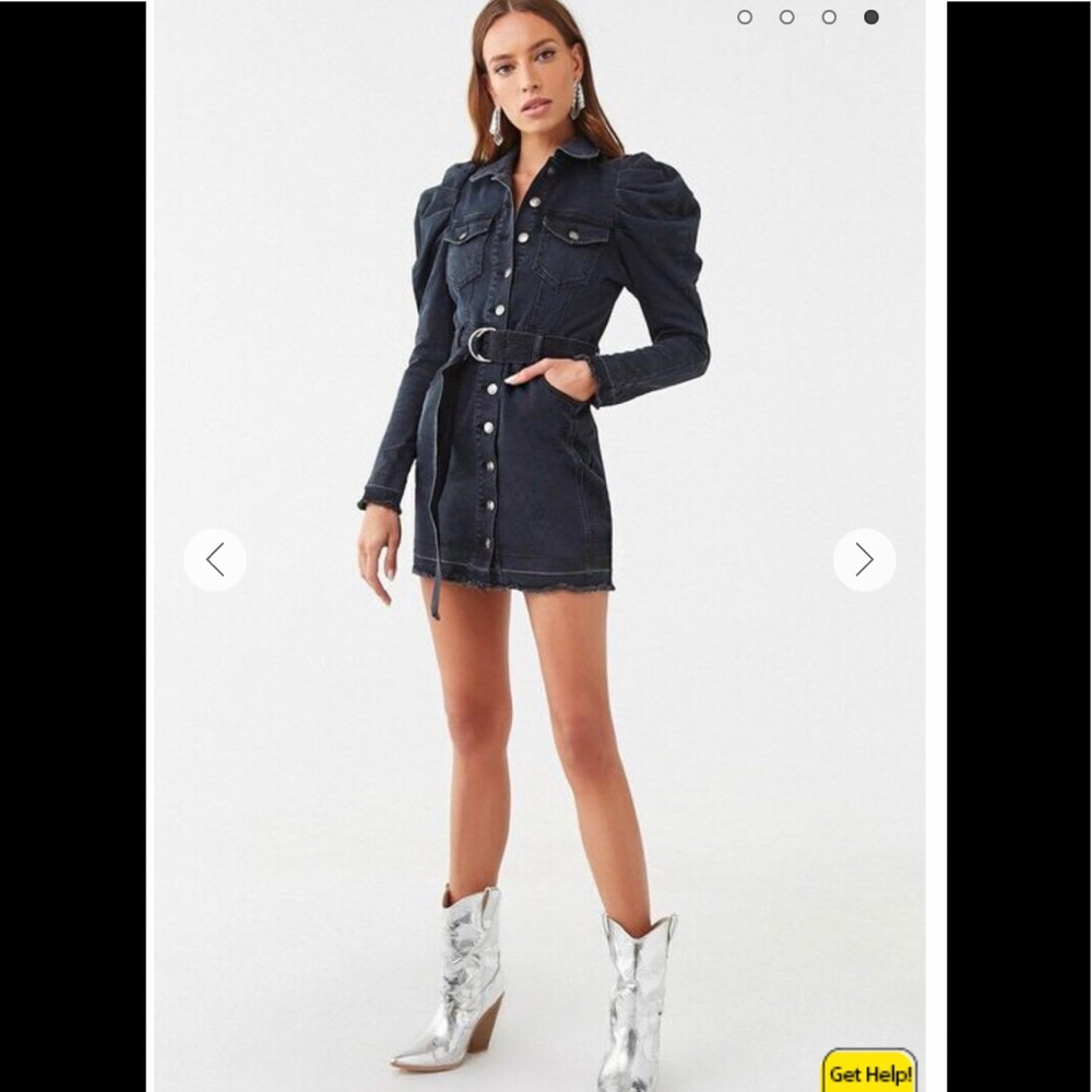 Black puff sleeve dress